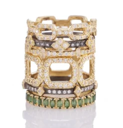 YELLOW GOLD PAPERCLIP STACK RING