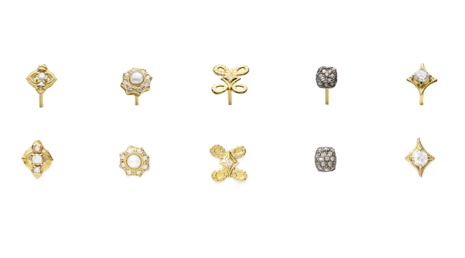 YELLOW GOLD SCROLL STUD EARRINGS