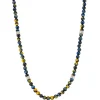 28" YELLOW-BLUE LAPIS TIGER BEADS NECKLACE