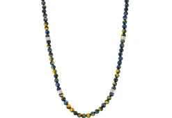 28" YELLOW-BLUE LAPIS TIGER BEADS NECKLACE